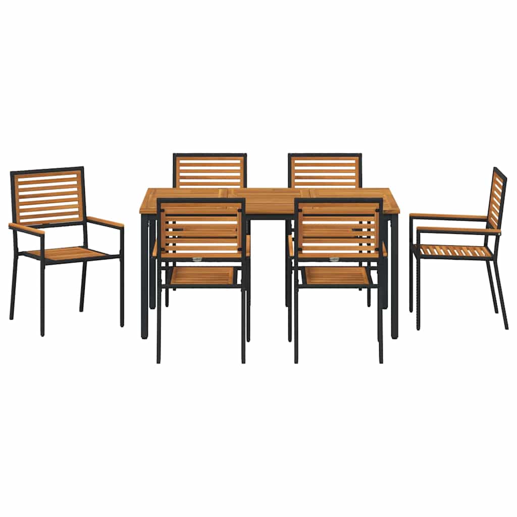 Garden Dining Set 7 pcs Black 150 x 90 x 75 cm Poly Rattan